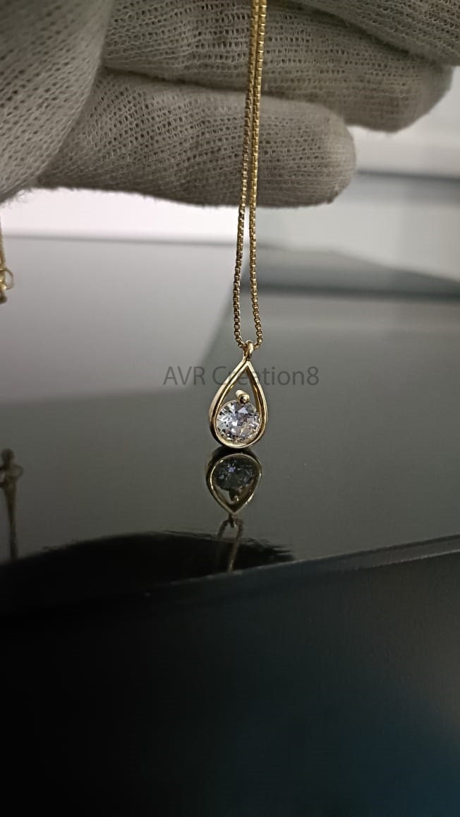 Teardrop Shape Round Cut Diamond Solitaire Pendant Necklace, Daily Use Pendant Necklace, 925 Sterling Silver, Birthday Gifts for Her