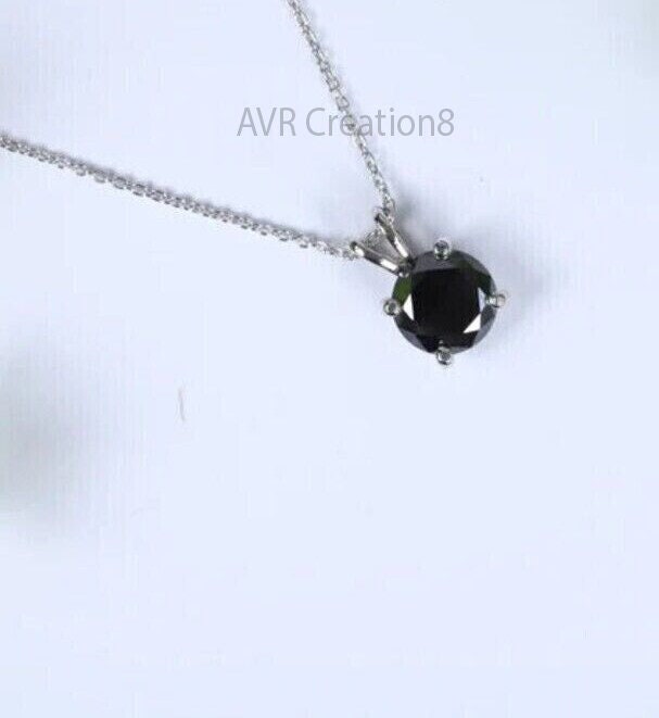 Black Diamond Solitaire Necklace, Sterling Silver Black Diamond Pendant, Dainty Black Diamond Jewelry, Gift for Her, Minimalist Necklace