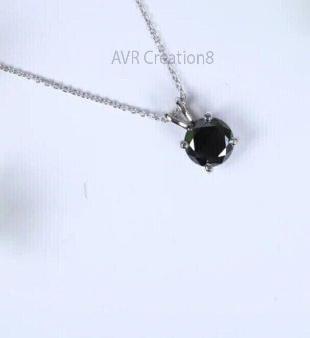 Black Diamond Solitaire Necklace, Sterling Silver Black Diamond Pendant, Dainty Black Diamond Jewelry, Gift for Her, Minimalist Necklace
