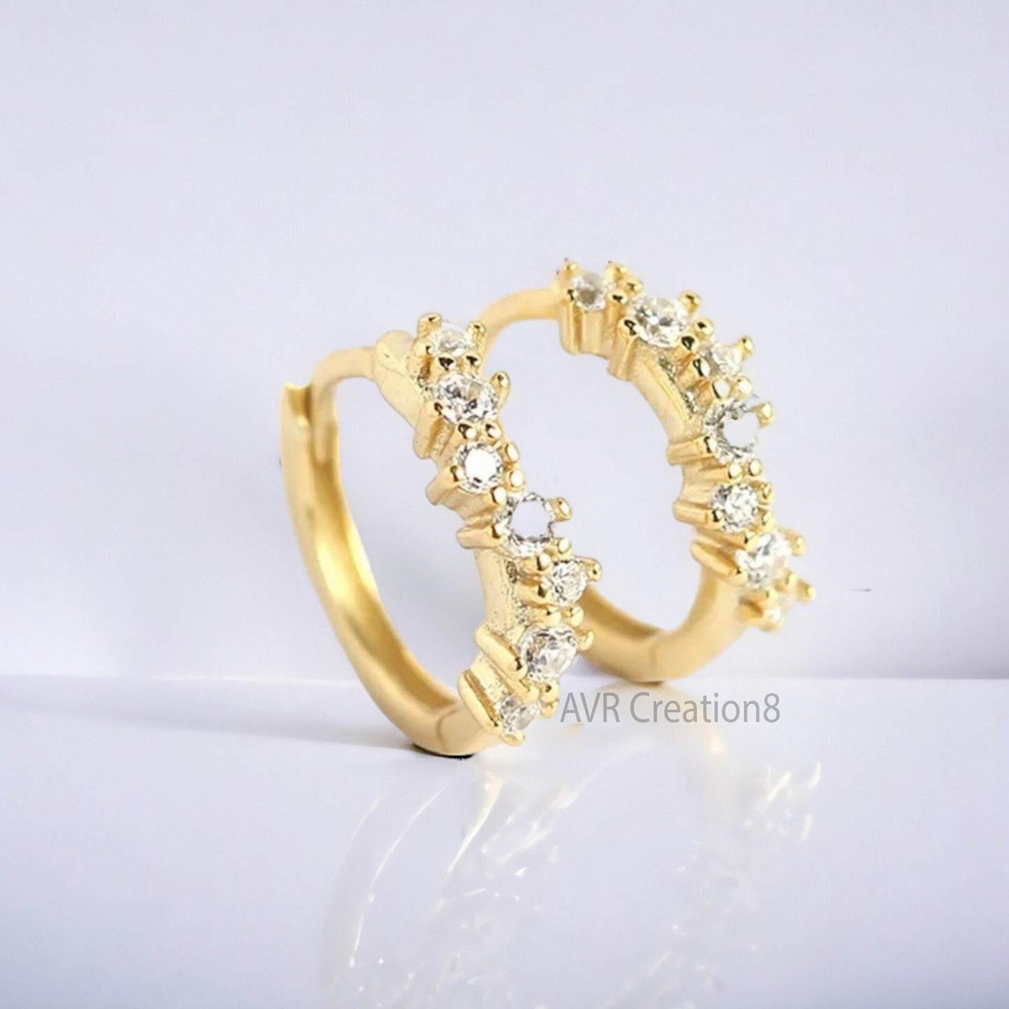 Dainty Diamond Women's Hoop Earrings, Cluster Diamond Earrings, Everyday Wear Earrings, 925 Sterling Silver, Mothers Day Sale, Gifts For Her