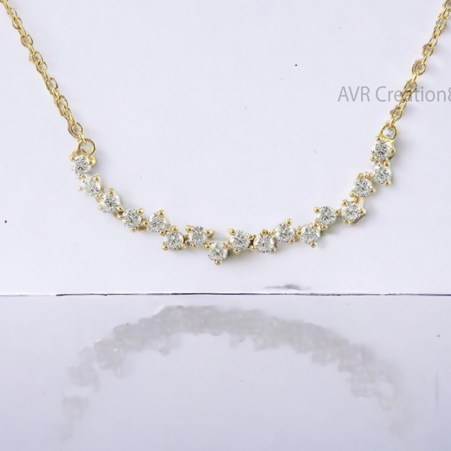 Cluster Diamond Necklace, Diamond Pendant, 14K Yellow Gold Plated, Personalized Gifts Pendant, Women's Anniversary Pendant, Bridesmaid Gift