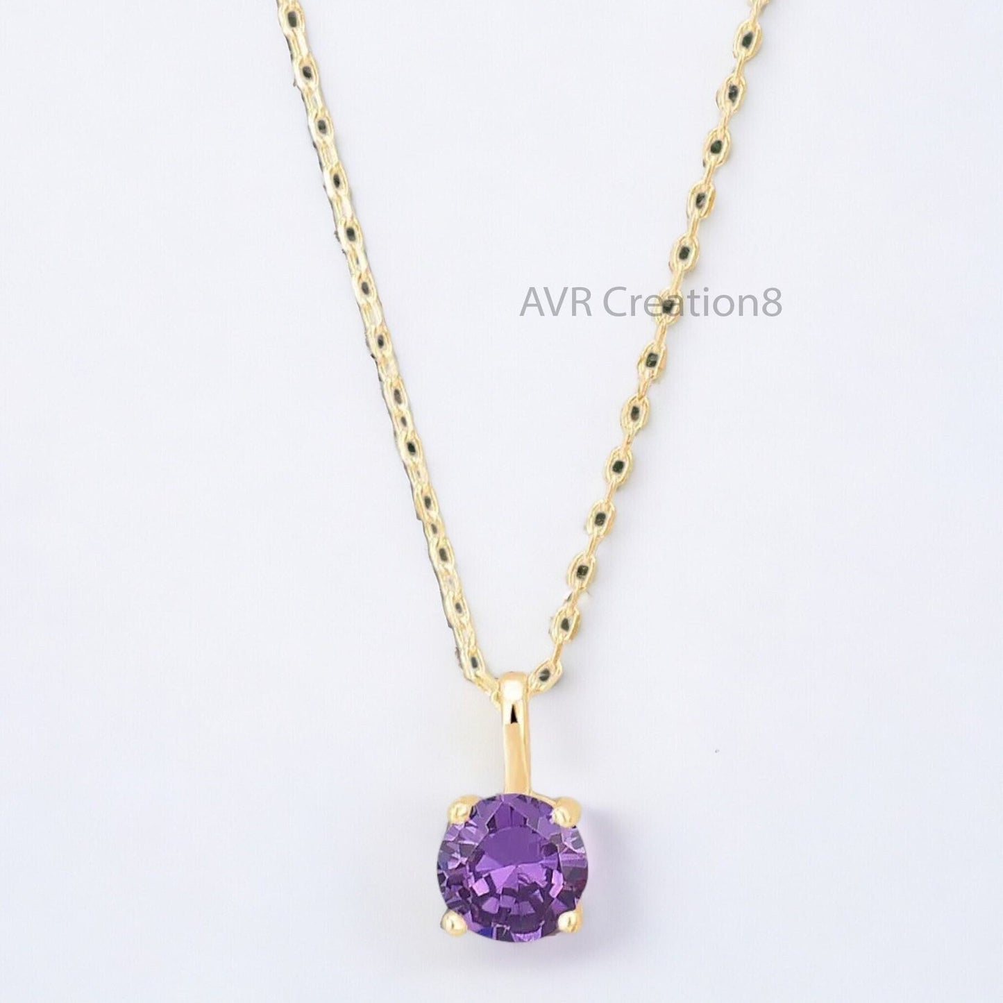 Purple Amethyst Solitaire Women's Necklace Pendant, Dainty Gemstone Pendant, Purple Birthstone Pendant, 925 Sterling Silver, Gifts For Her