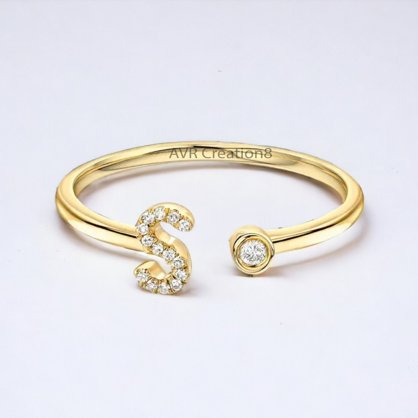 Personalized "S" Initial Letter Diamond Ring, Dainty Diamond Ring, Minimalist Ring, Personalized Gifts, Initial Ring, Gifts, Customized Ring