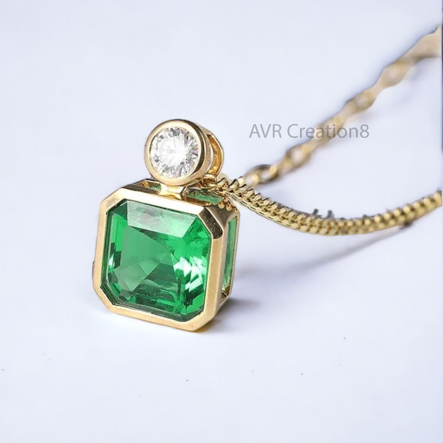 Green Emerald Bezel Set Gemstone Women's Necklace Pendant, May Birthstone Pendant, 925 Sterling Silver, Handmade Gifts, Gifts For Mom