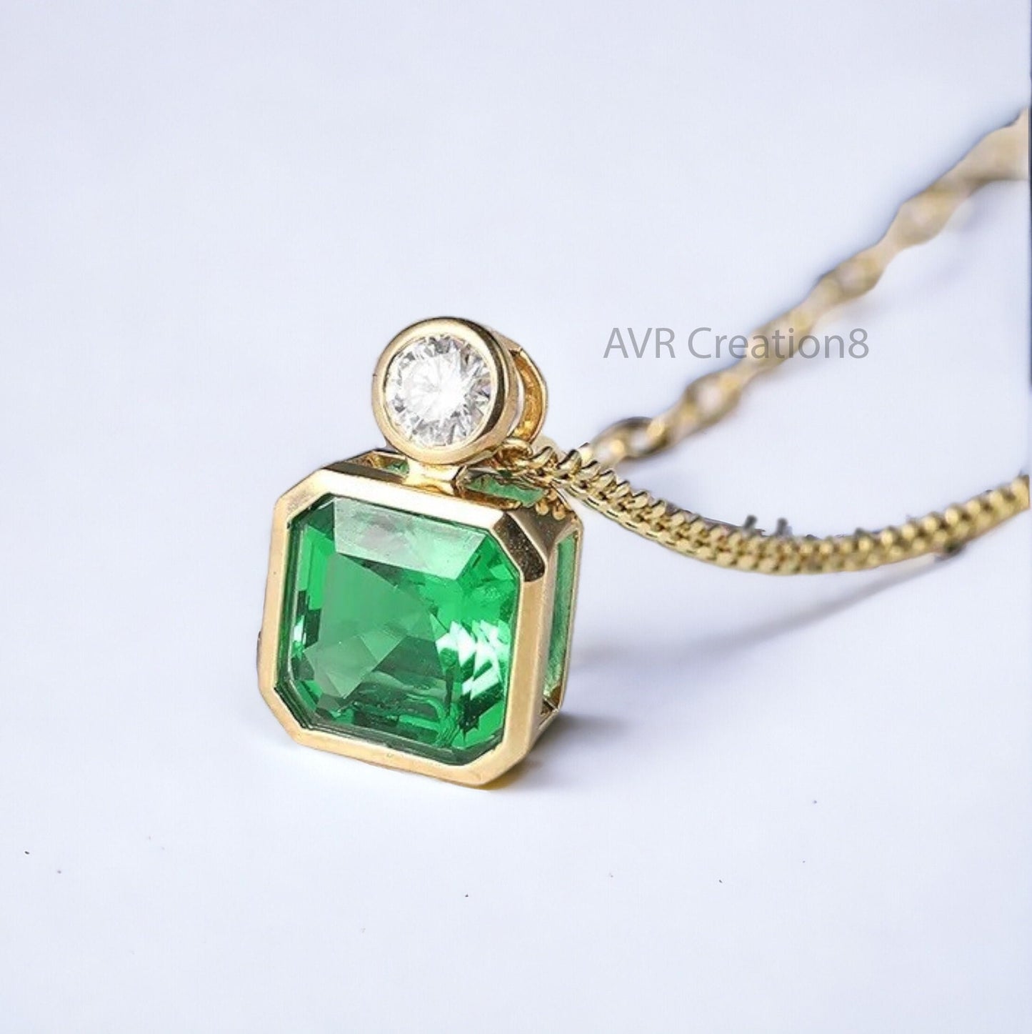 Green Emerald Bezel Set Gemstone Women's Necklace Pendant, May Birthstone Pendant, 925 Sterling Silver, Handmade Gifts, Gifts For Mom