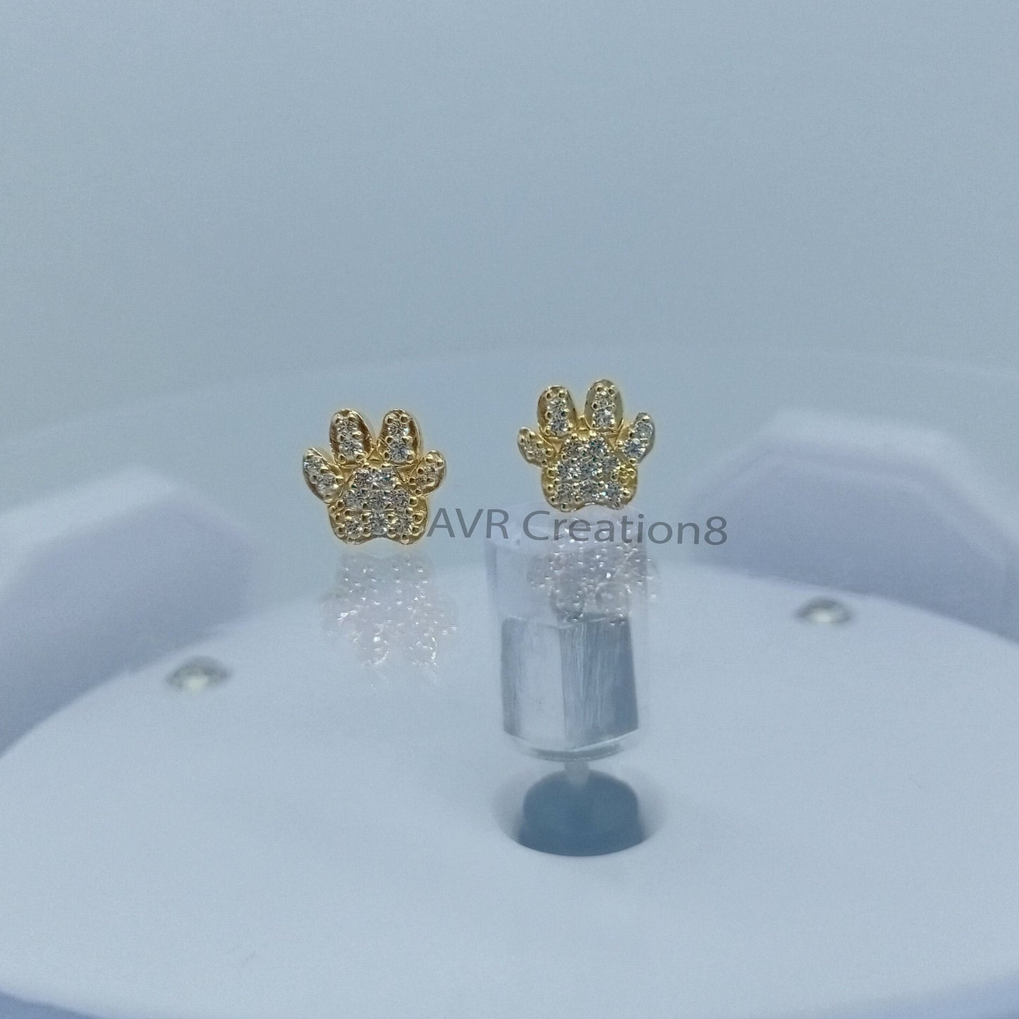 Dainty Paw Print Stud Earrings | Pet Lover Jewelry | Sparkling Animal Paw Earrings | Dog Mom Gift | Cat Lover Gift | Everyday Cute Earrings