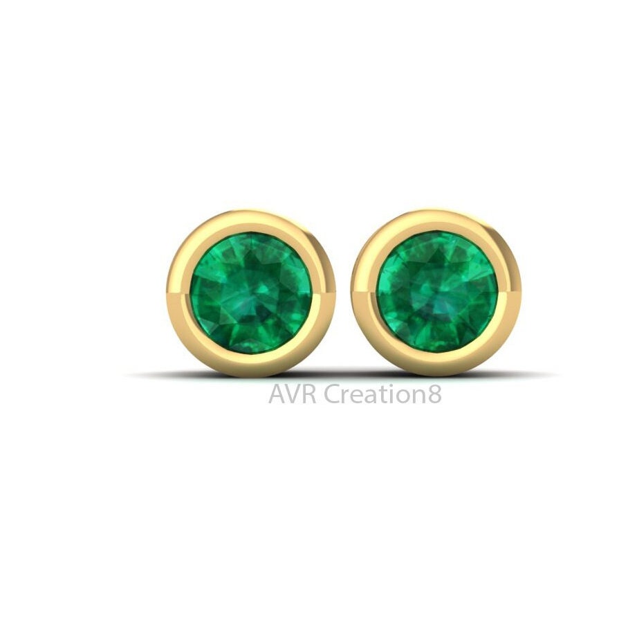 Dainty Emerald Green Stud Earrings | Minimalist Green Gemstone Studs | May Birthstone Jewelry | Everyday Green Earrings Gift for Her