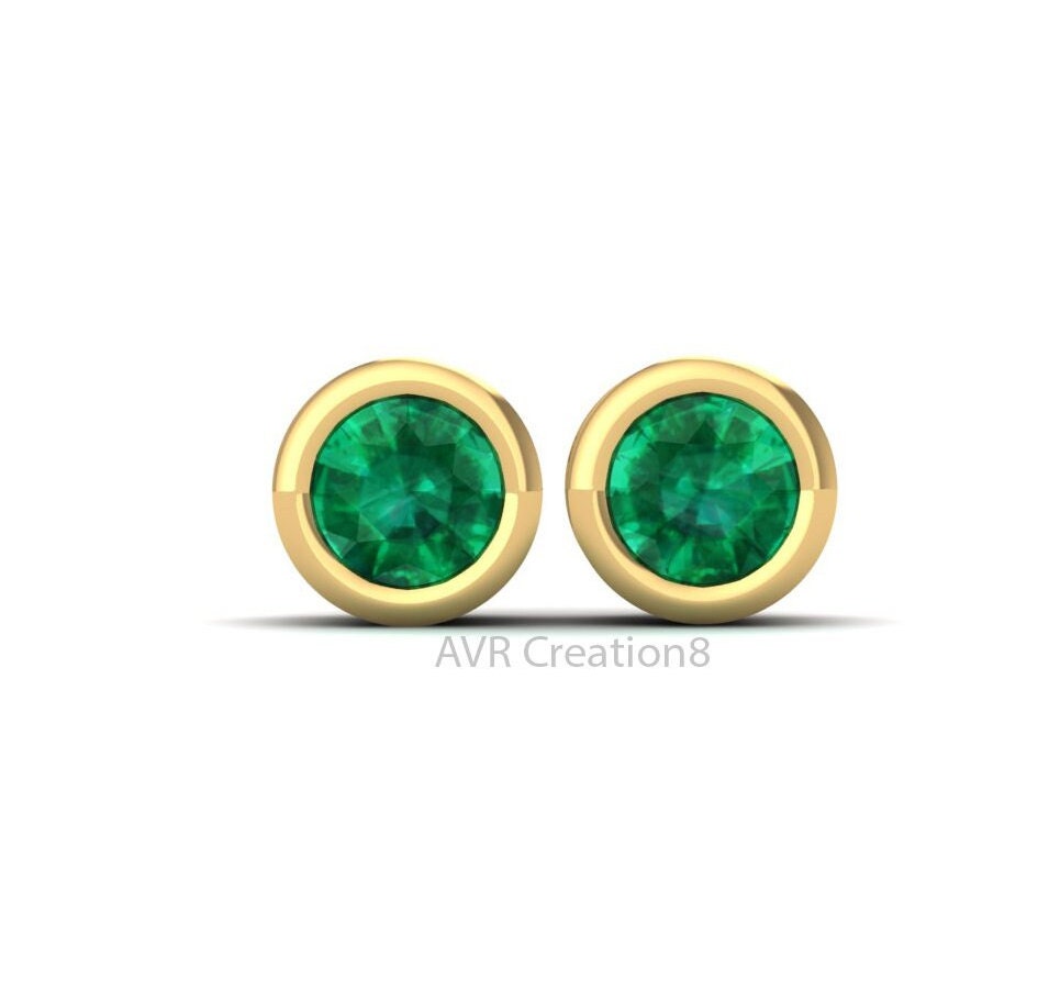 Dainty Emerald Green Stud Earrings | Minimalist Green Gemstone Studs | May Birthstone Jewelry | Everyday Green Earrings Gift for Her
