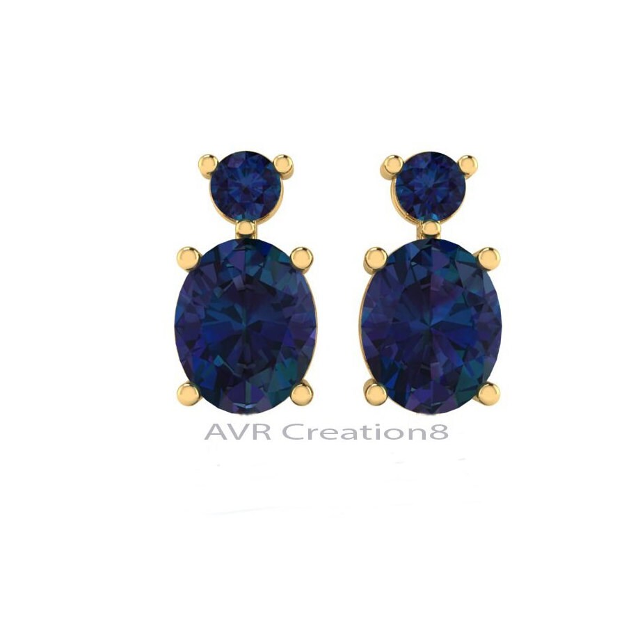 Oval Blue Sapphire Dangle Earrings, Sapphire Drop Earrings, September Birthstone Earrings, Gifts For Mom, Earrings For Women, Blue Gemstone