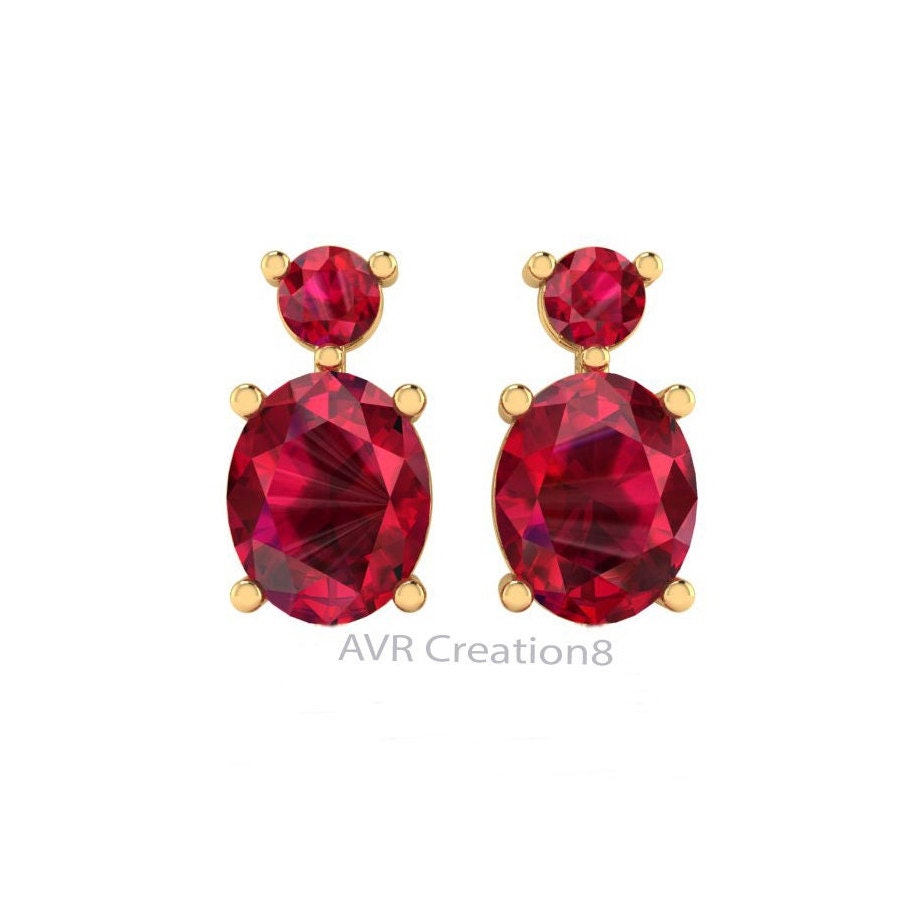 Ruby Red Oval Cut Drop Earrings, Gemstone Earrings, July Birthstone Gift, Earrings For Women, Silver Drop Dangle Earrings, Ruby Earrings