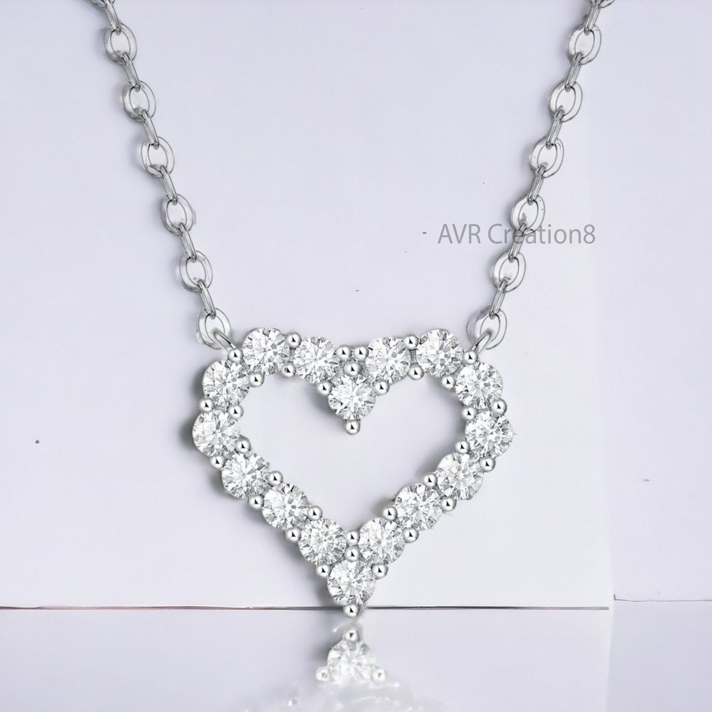 Heart Shape Round Cut Necklace Pendant, Diamond Pendant Necklace, Personalized Gifts Pendant, 925 Sterling Silver, Gifts For Girlfriend