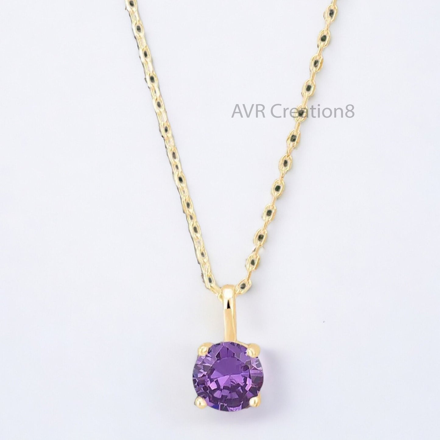Purple Amethyst Solitaire Women's Necklace Pendant, Dainty Gemstone Pendant, Purple Birthstone Pendant, 925 Sterling Silver, Gifts For Her