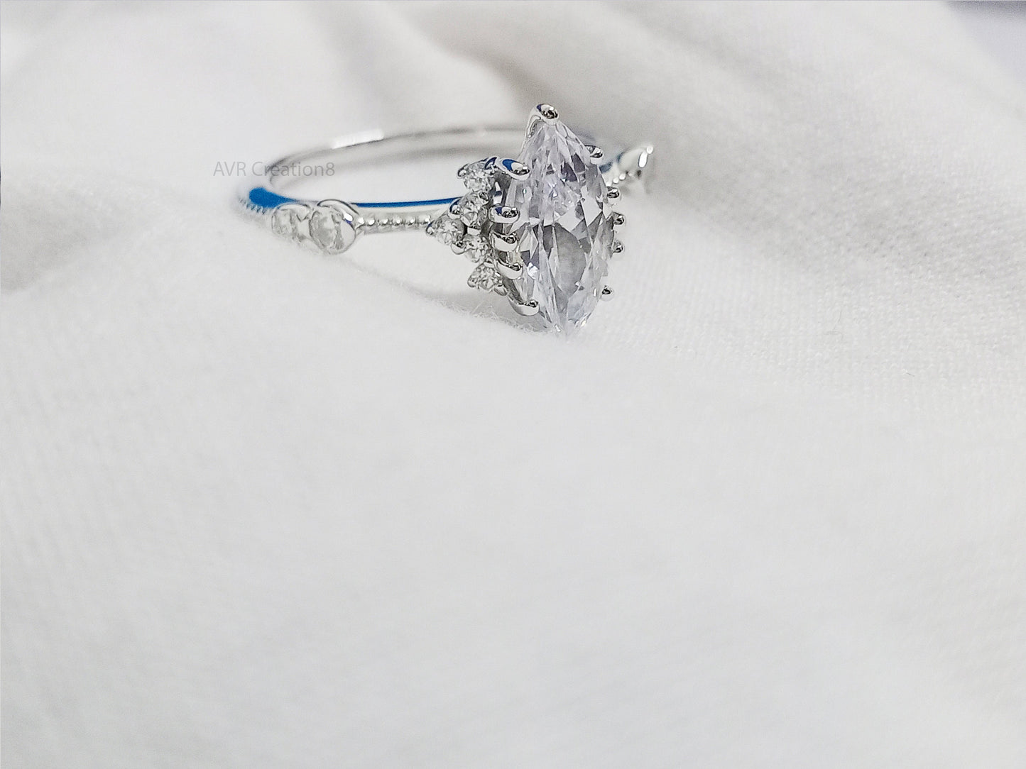 Marquise Diamond Engagement Ring | Unique Moissanite Ring | Dainty Wedding Ring | Sterling Silver Promise Ring | Gift For Her | Wedding Ring