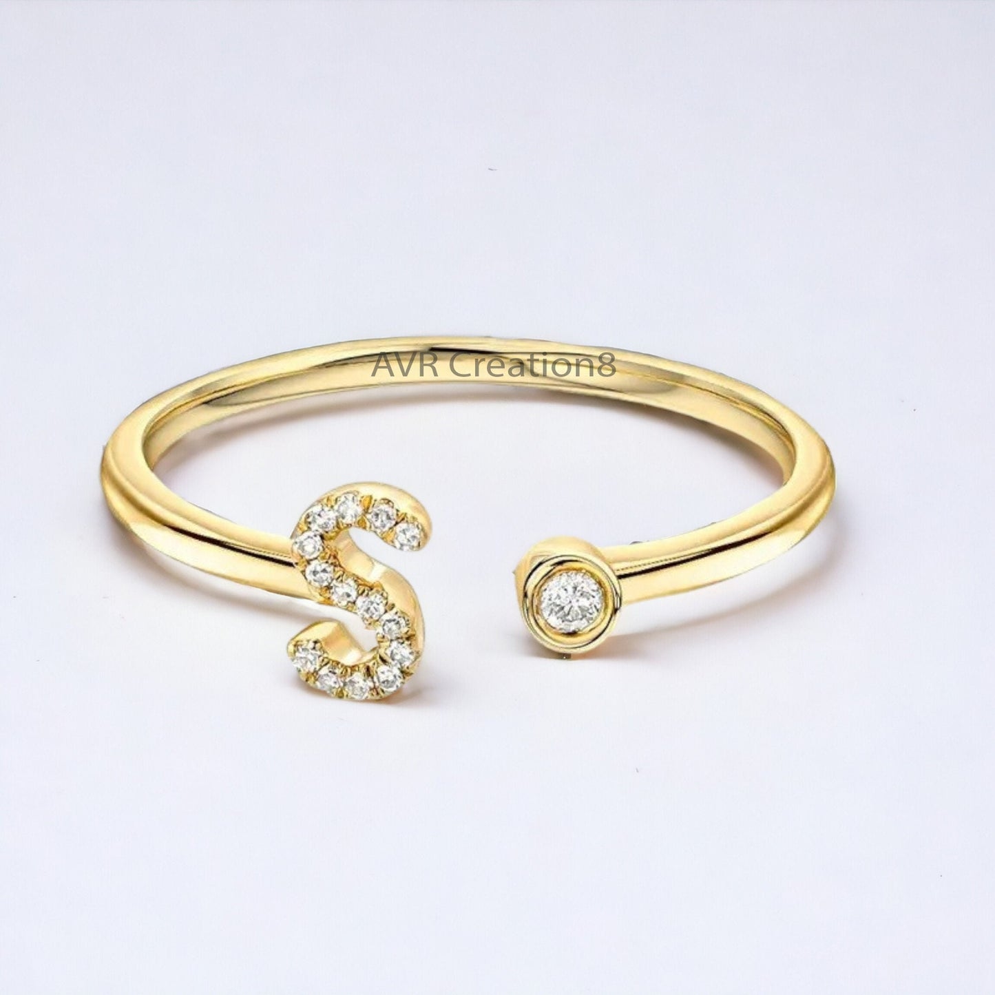 Personalized "S" Initial Letter Diamond Ring, Dainty Diamond Ring, Minimalist Ring, Personalized Gifts, Initial Ring, Gifts, Customized Ring