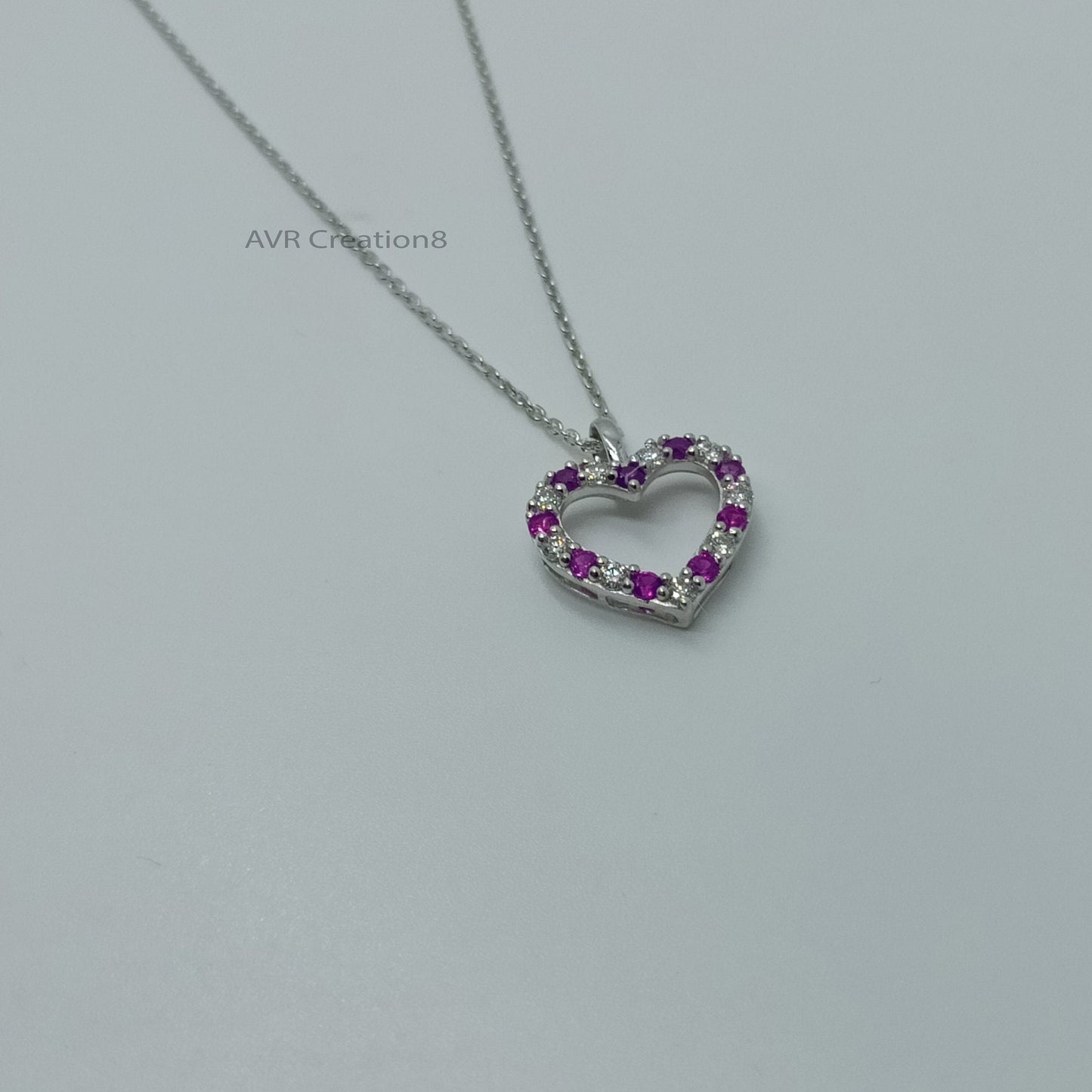 Heart Amethyst Women's Necklace Pendant, Purple Gemstone Pendant, Open Amethyst & Diamond Necklace, 925 Sterling Silver, Gift For Girlfriend