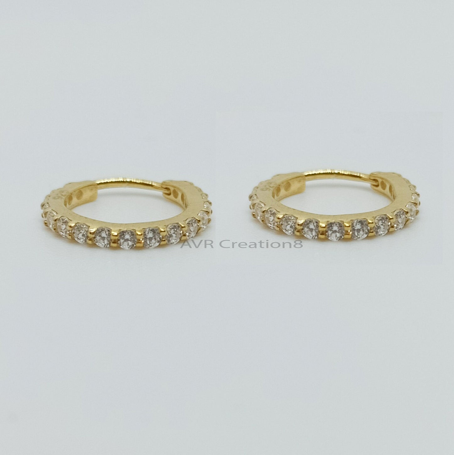 Dainty Diamond Hoop Earrings For Women, Minimalist Diamond Earring, 14K Yellow Gold Plated, Wedding Gifts Earrings, Earrings For Women's