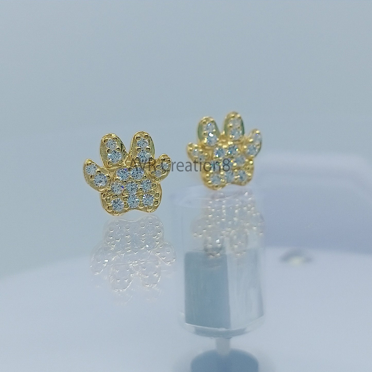 Dainty Paw Print Stud Earrings | Pet Lover Jewelry | Sparkling Animal Paw Earrings | Dog Mom Gift | Cat Lover Gift | Everyday Cute Earrings