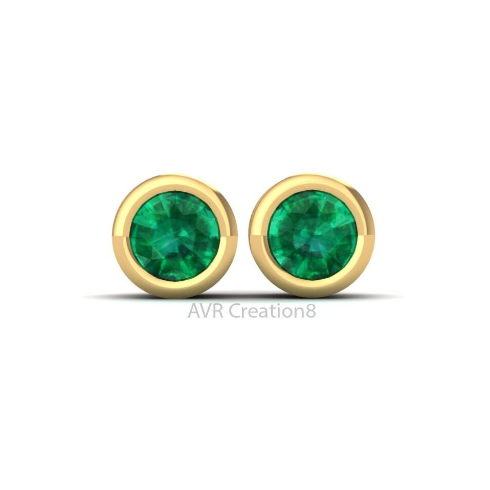 Dainty Emerald Green Stud Earrings | Minimalist Green Gemstone Studs | May Birthstone Jewelry | Everyday Green Earrings Gift for Her