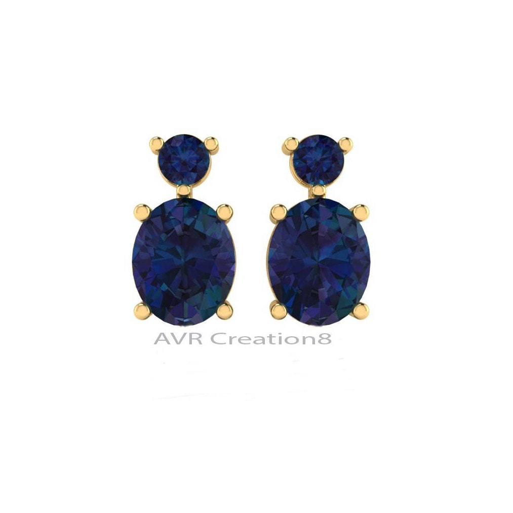 Oval Blue Sapphire Dangle Earrings, Sapphire Drop Earrings, September Birthstone Earrings, Gifts For Mom, Earrings For Women, Blue Gemstone