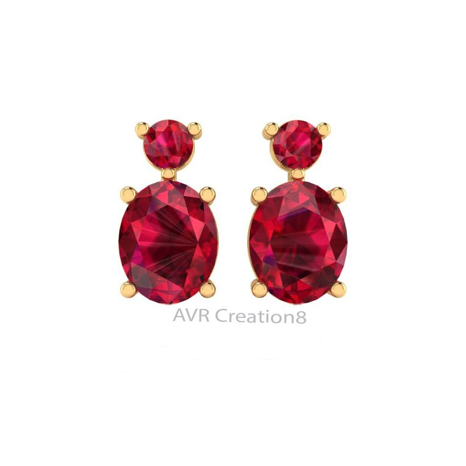 Ruby Red Oval Cut Drop Earrings, Gemstone Earrings, July Birthstone Gift, Earrings For Women, Silver Drop Dangle Earrings, Ruby Earrings