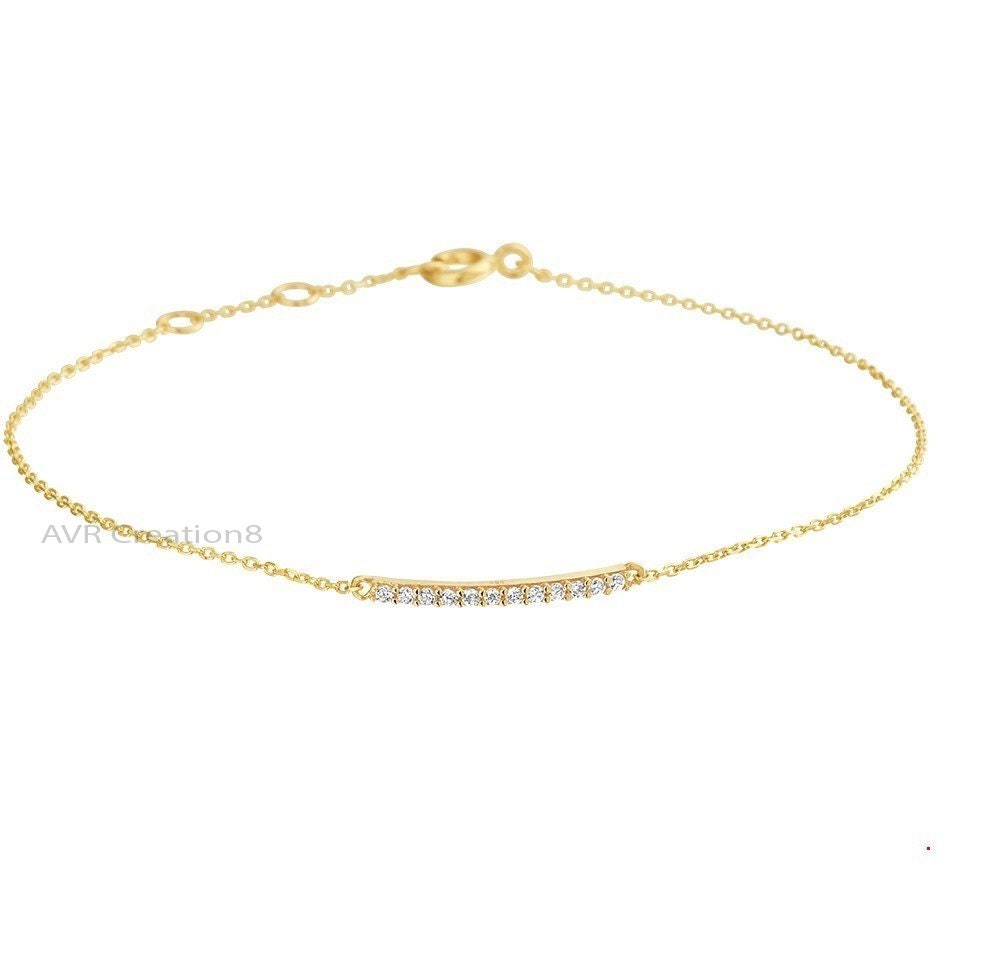 Dainty Diamond Bracelet, Cluster Diamond Bracelet, Handmade Charm Bracelet, 14K Yellow Gold Plated, Bracelet for Women, Gifts For Her