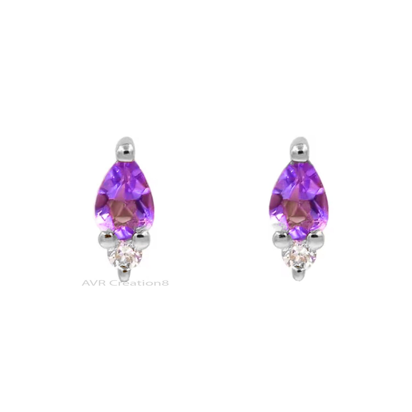 Pear Cut Purple Amethyst Stud Earrings, Purple Stud Earrings, 925 Sterling Silver, Handmade Earrings, Earrings For Women, Gifts For Her
