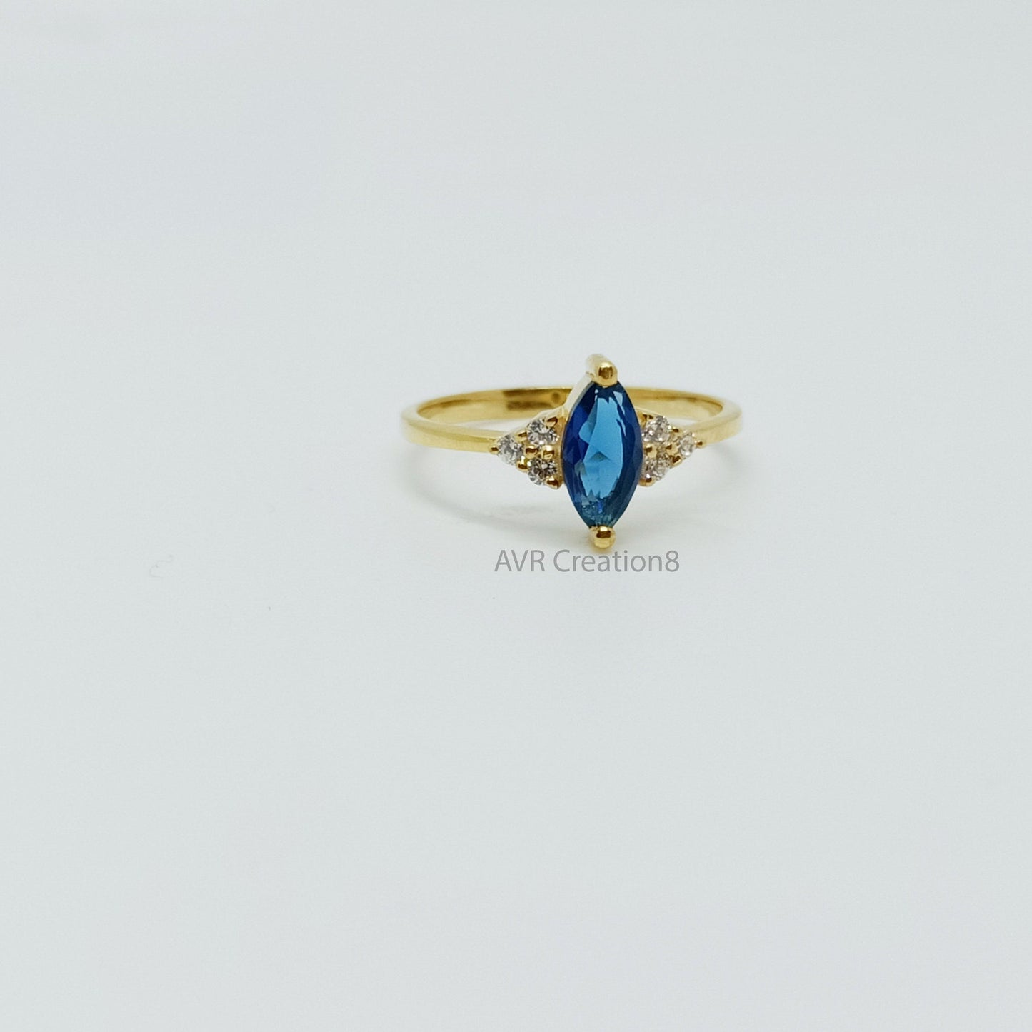 Marquise Blue Moissanite Ring | Sapphire Blue Ring | 14k Gold Plated 925 Sterling Silver | Cluster Accent Ring | Promise Ring | Gift For Her