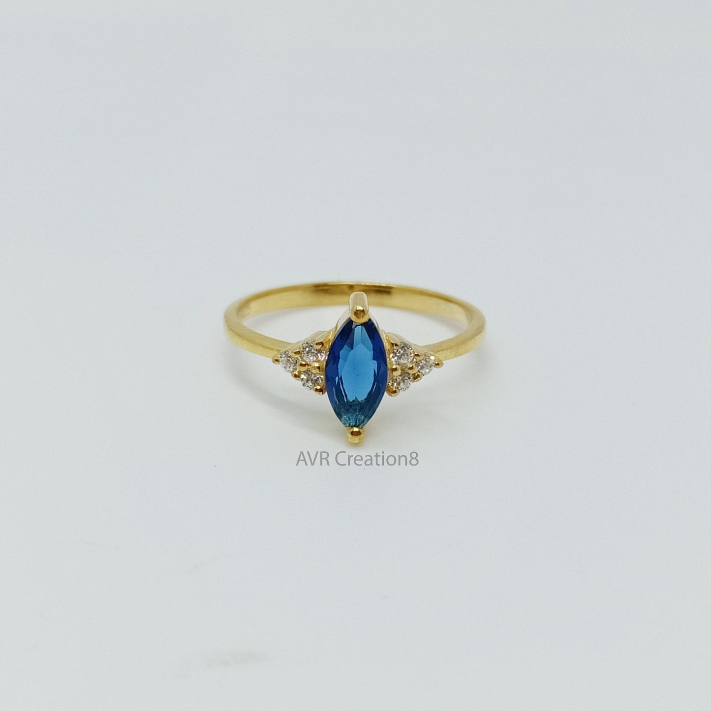 Marquise Blue Moissanite Ring | Sapphire Blue Ring | 14k Gold Plated 925 Sterling Silver | Cluster Accent Ring | Promise Ring | Gift For Her