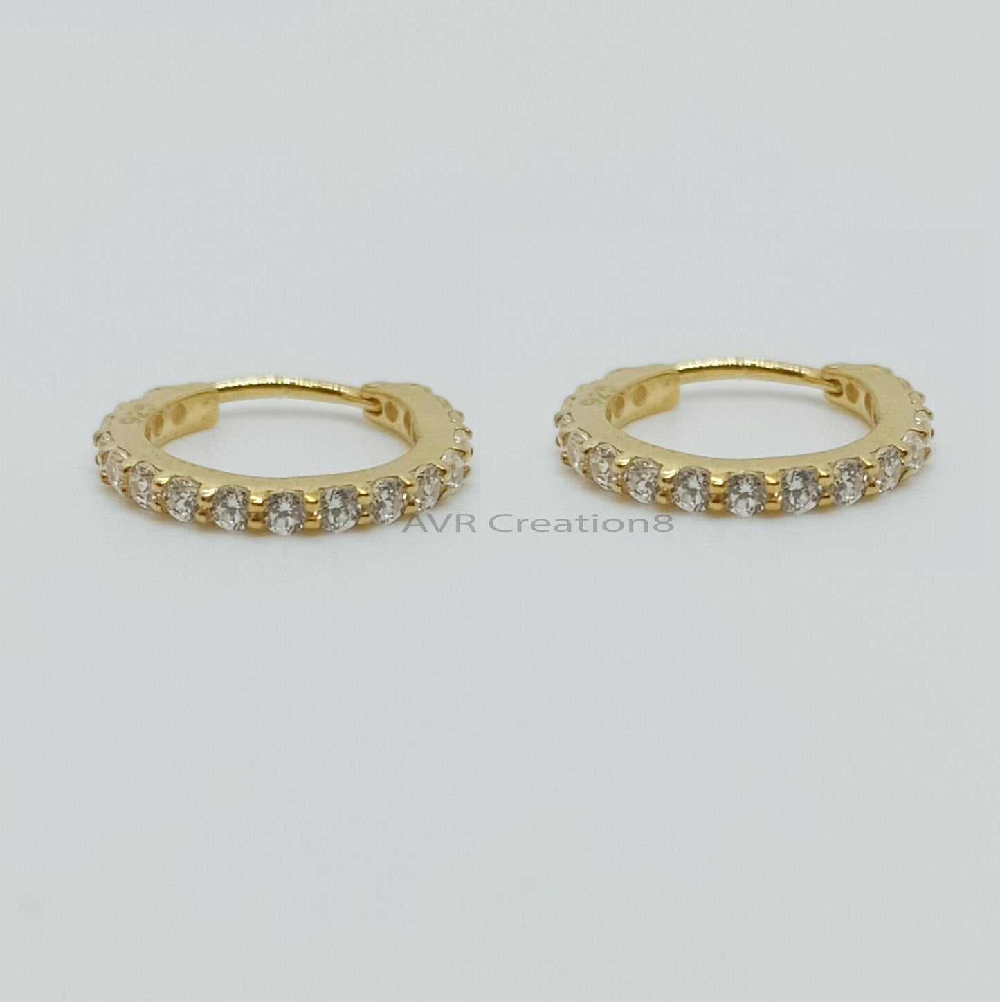 Dainty Diamond Hoop Earrings For Women, Minimalist Diamond Earring, 14K Yellow Gold Plated, Wedding Gifts Earrings, Earrings For Women's