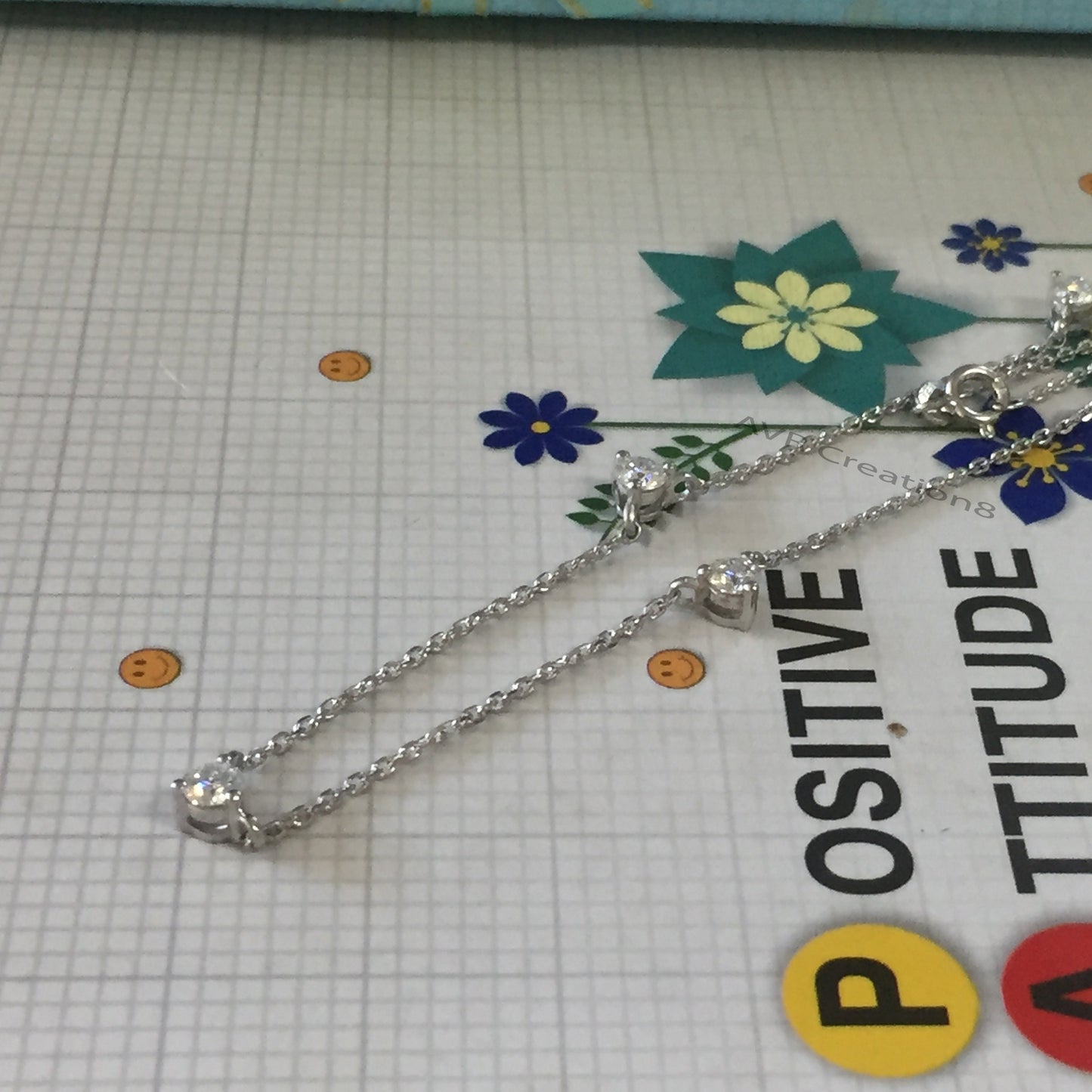 Diamond Station Necklace, Diamond Solitaire Necklace, Pendant For Women, Bridal Diamond Necklace, Prong Set Pendant, 14K White Gold Plated