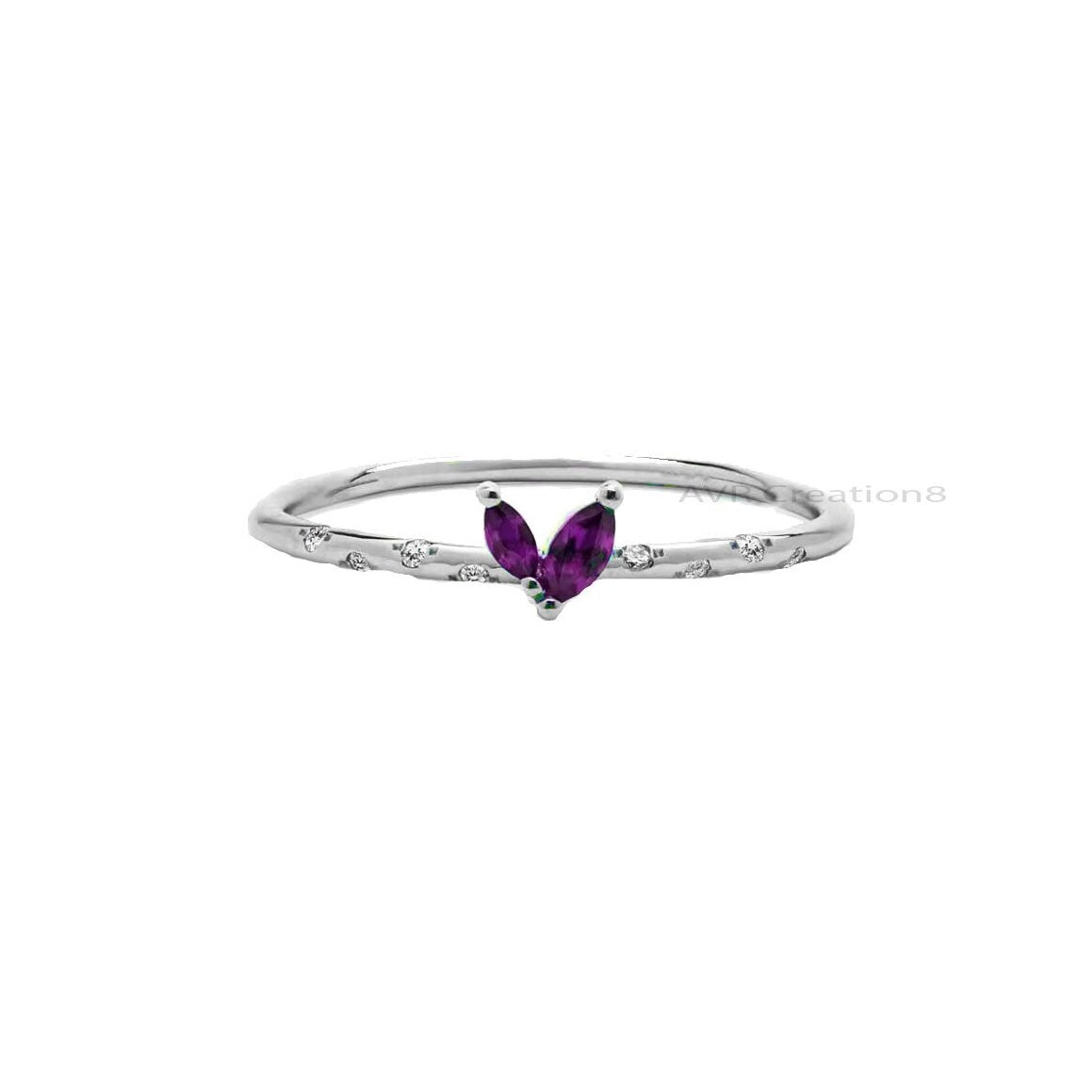 Marquise Cut Purple Amethyst Engagement Ring, Stackable Ring, Gemstone Ring, 925 Sterling Silver, Mother's Day Gifts, Gifts For Girlfriend
