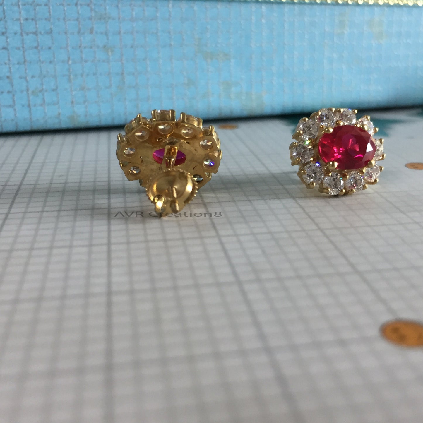 Ruby & Diamond Earrings For Women, Ruby Halo Stud Earrings, Ruby Earrings, July Birthstone Earrings, Mothers Day Gifts, 925 Sterling Silver