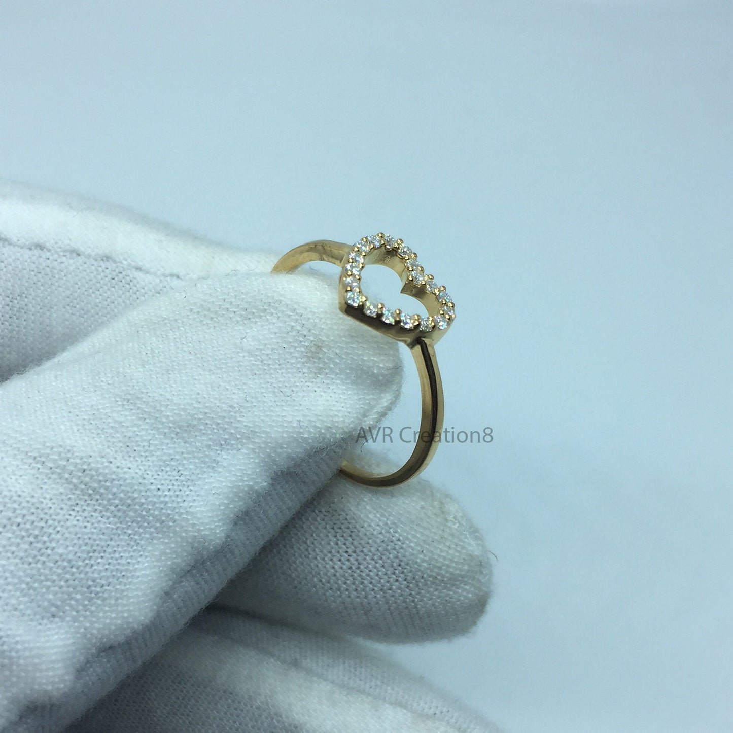 Heart Diamond Ring, Dainty Moissanite Heart Ring, Handmade Gifts, Love Heart Ring, 14K Yellow Gold Promise Ring, Anniversary Gifts For Her
