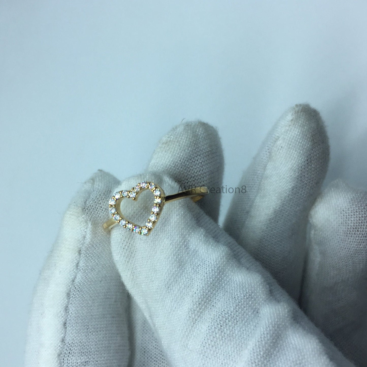 Heart Diamond Ring, Dainty Moissanite Heart Ring, Handmade Gifts, Love Heart Ring, 14K Yellow Gold Promise Ring, Anniversary Gifts For Her