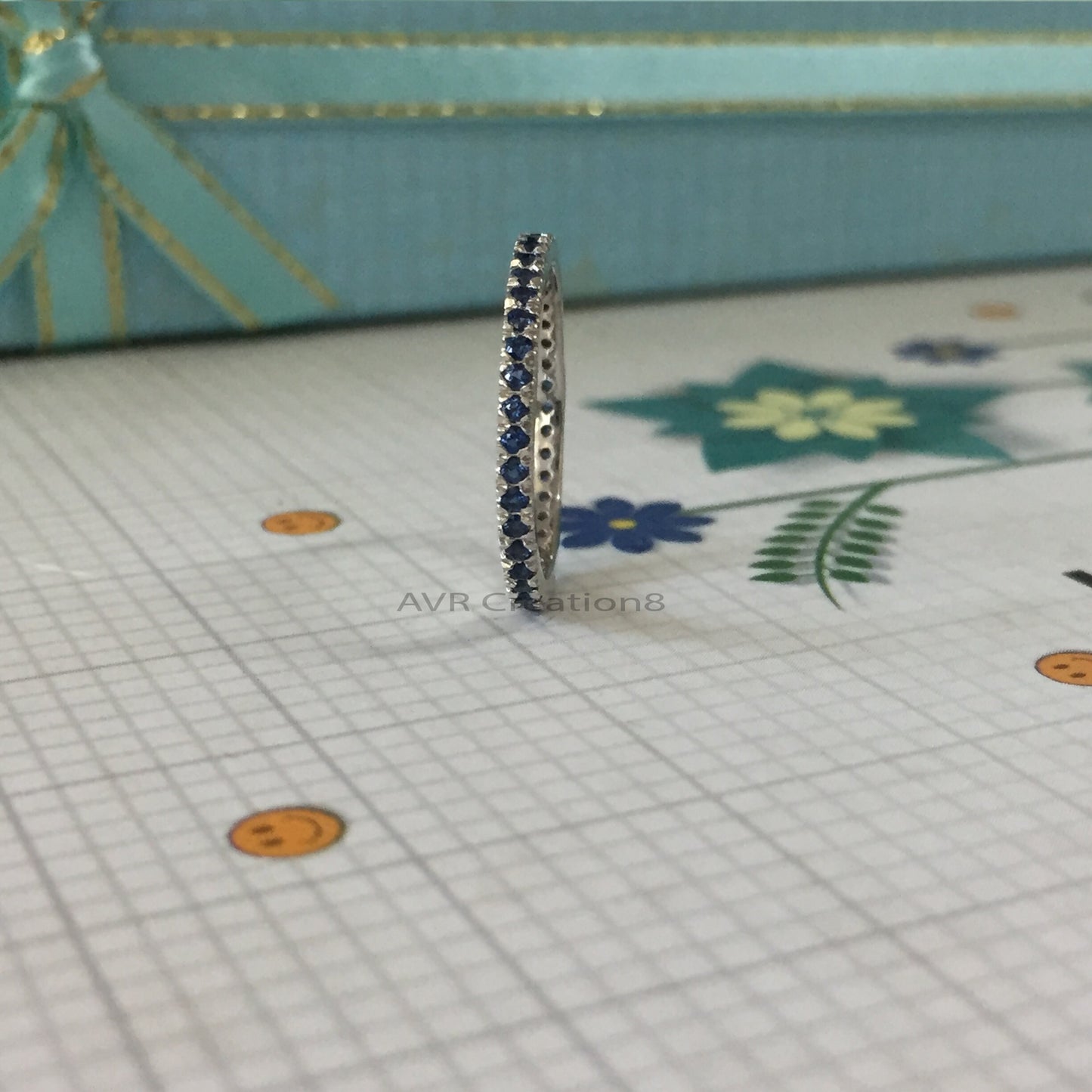 Dainty Sapphire Eternity Ring, Blue Sapphire Wedding Band For Women, September Birthstone Band, 925 Sterling Silver, Mother's Day Gifts