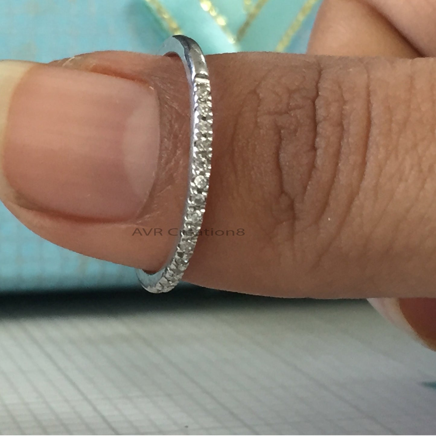 Dainty Diamond Eternity Band | Sterling Silver Wedding Ring | Half Eternity Ring | Thin Stacking Ring | Promise Ring For Her Bridal Jewelry