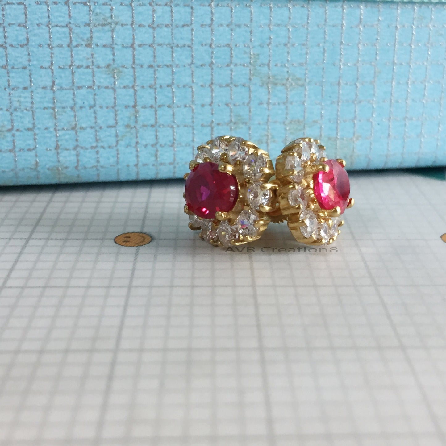 Ruby & Diamond Earrings For Women, Ruby Halo Stud Earrings, Ruby Earrings, July Birthstone Earrings, Mothers Day Gifts, 925 Sterling Silver