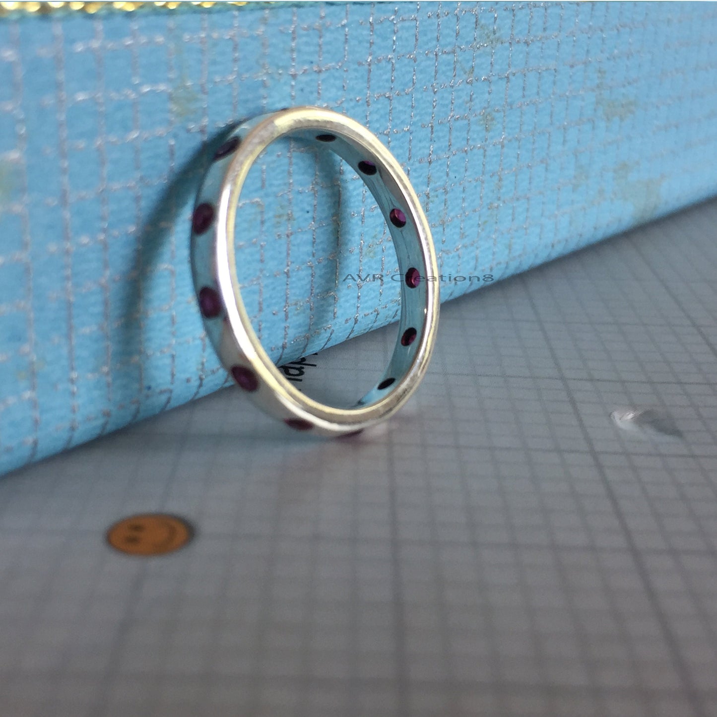 Ruby Eternity Band | Dainty Red Gemstone Ring | Stacking Ring | July Birthstone | Sterling Silver Full Band | Anniversary Gift For Her