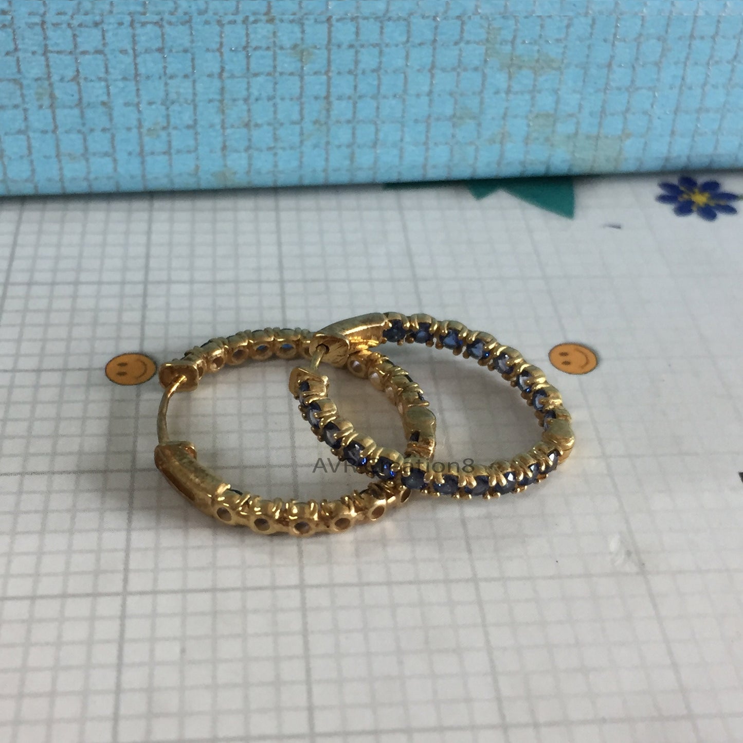 Blue Sapphire Hoop Earrings | Huggie Hoops | Small Gemstone Eternity Earrings | September Birthstone | Everyday Jewelry | Gift For Her