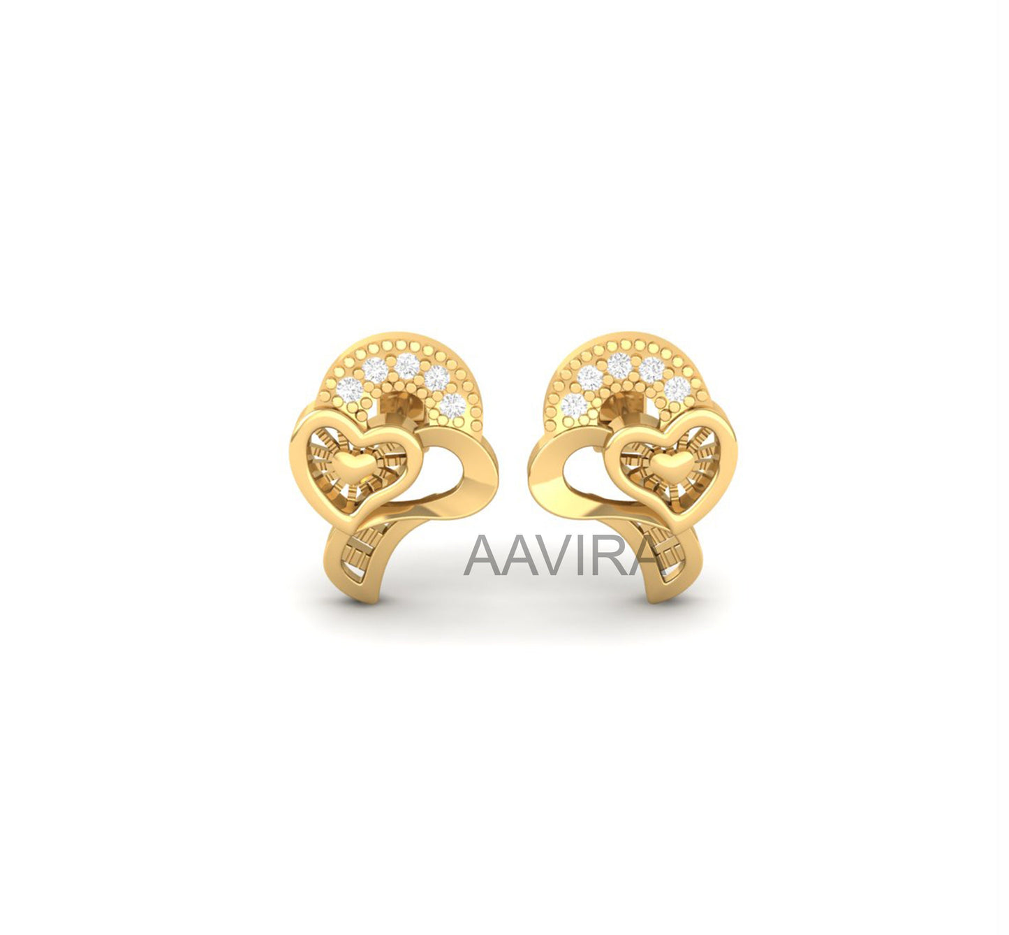 Moissanite Stud Earrings, 14k Yellow Gold Plated, Handmade Earrings, Diamond Stud Earrings, Heart Shape Moissanite Earrings, Gift For Her