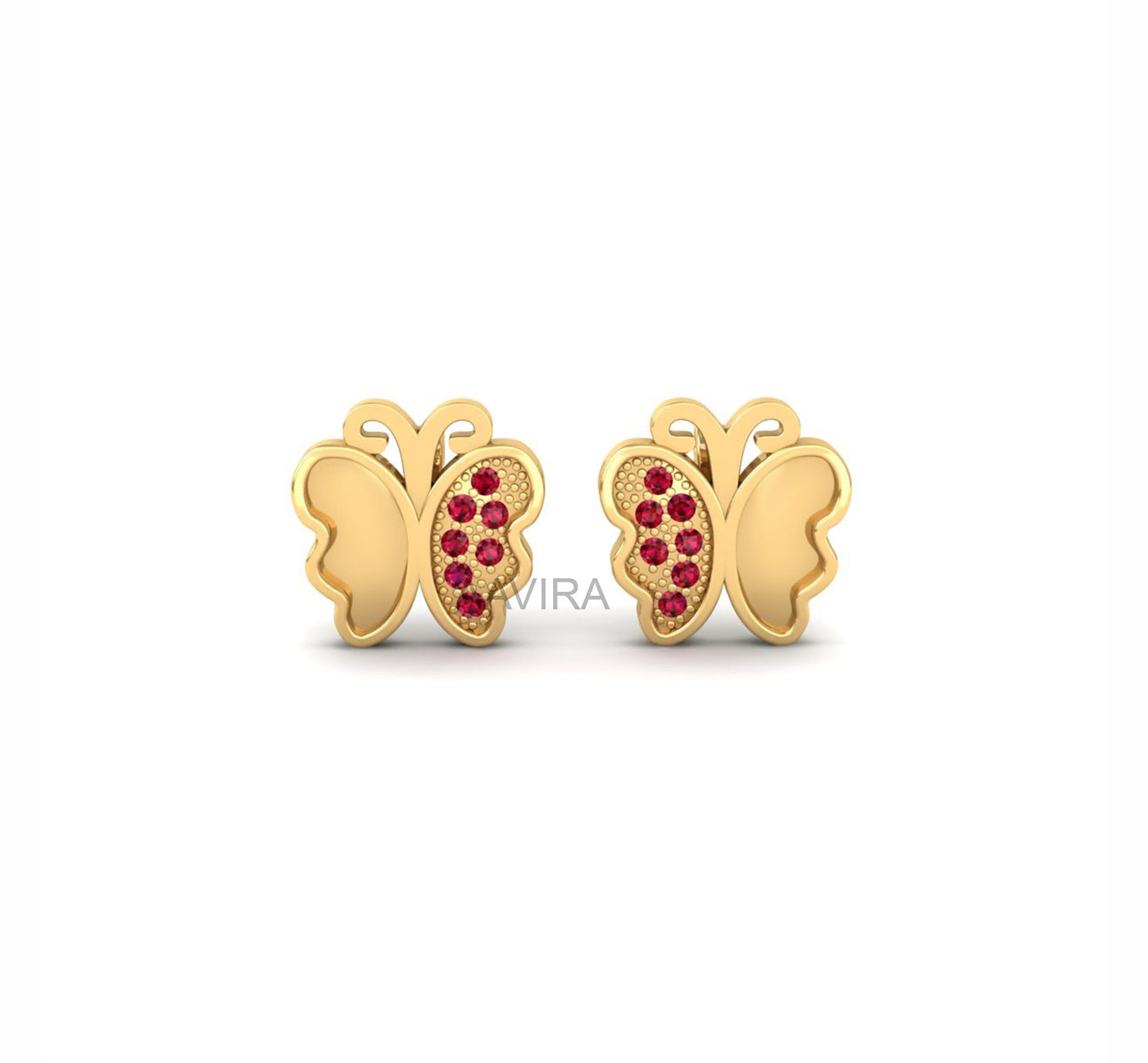 Butterfly Red Ruby Stud Earrings, July Birthstone Earrings, Minimalist Earrings, Anniversary Gifts, Delicate Stud Earring, Gemstone Earrings