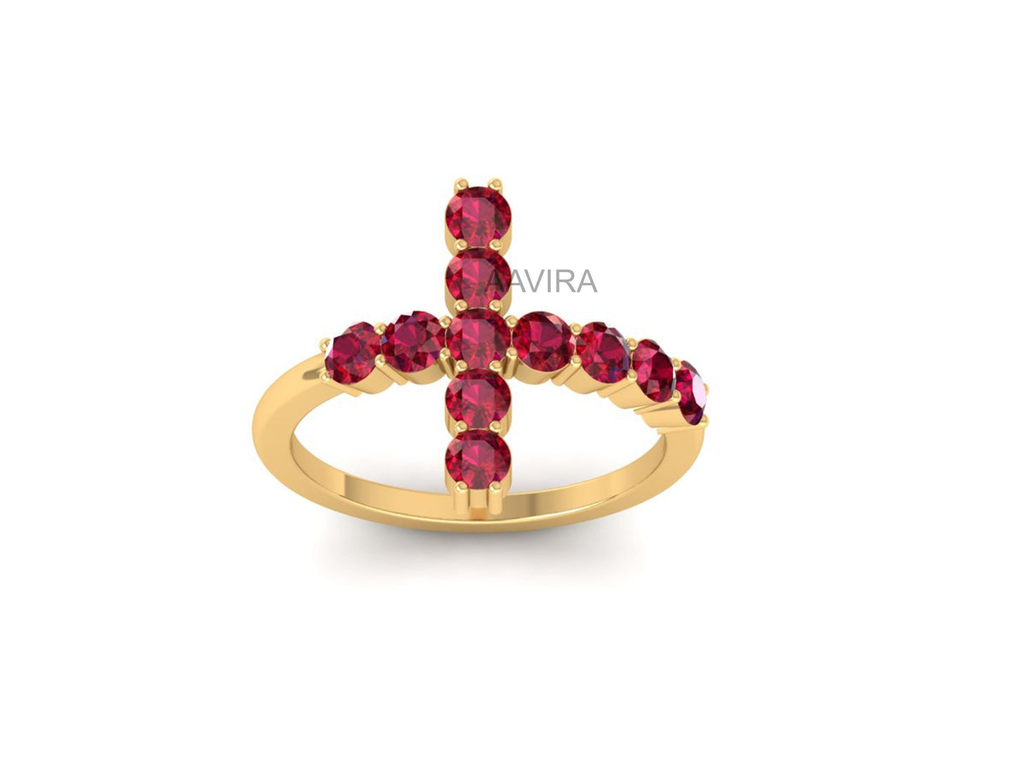 Cross Sapphire Ring, Cross 14k Yellow Gold Ring, Ruby Cross Ring, September Birthstone Ring, Cross Statement Ring, Religious Jewelry, Gifts