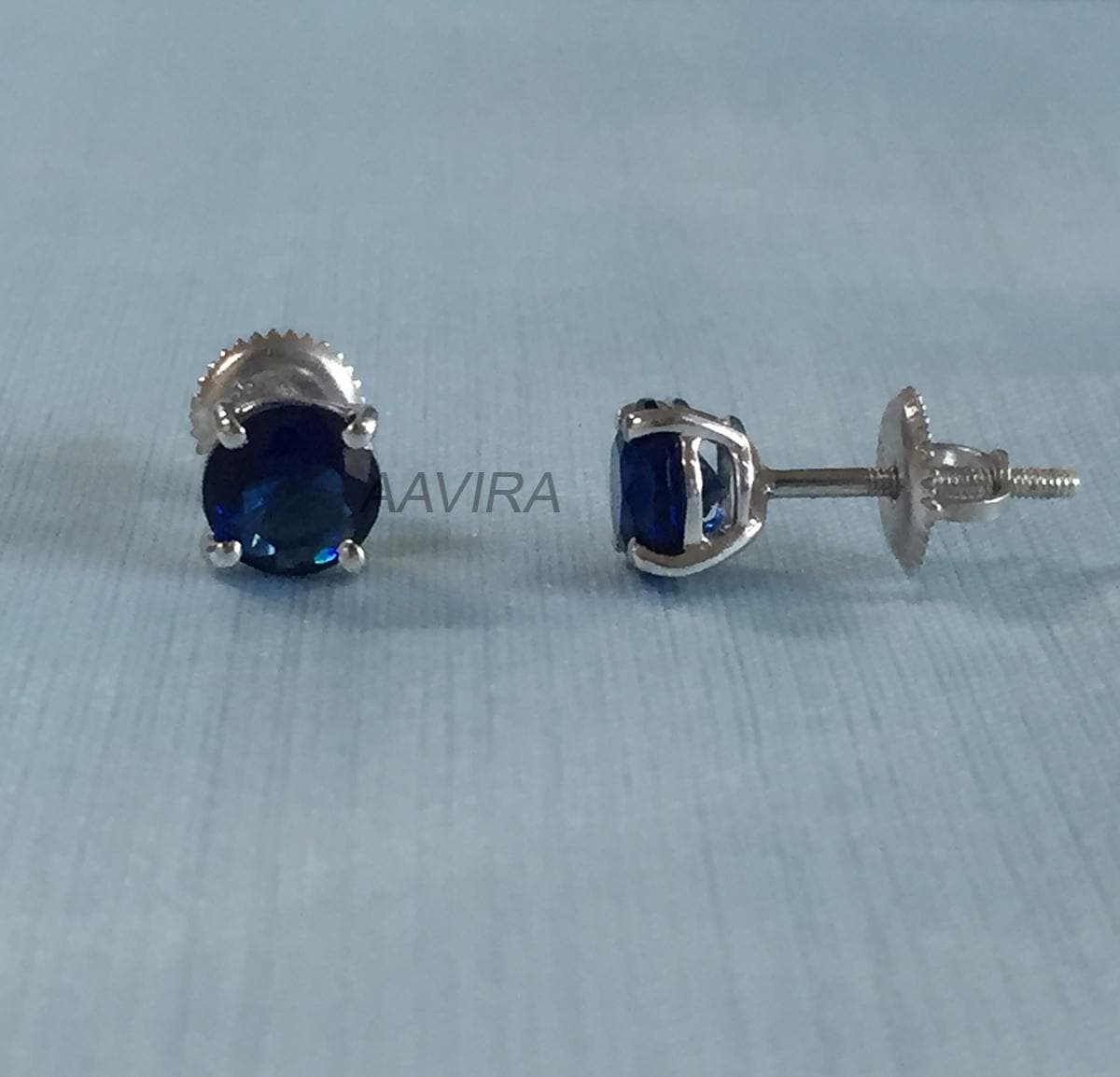 Sapphire Blue Gemstone Earrings, Daily Use Stud Earring, 925 Sterling Silver Screw Back Earrings, Gift For Her, Gift For Him, Prong Set Stud