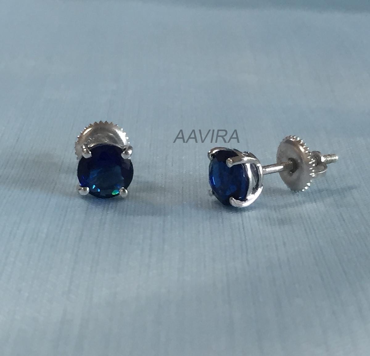 Sapphire Blue Gemstone Earrings, Daily Use Stud Earring, 925 Sterling Silver Screw Back Earrings, Gift For Her, Gift For Him, Prong Set Stud