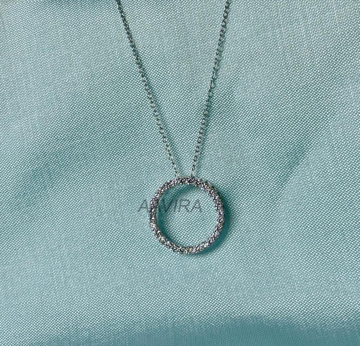 Circle Diamond Pendant Necklace, Dainty 925 Silver Chain Necklace, Diamond Jewelry, Round Moissanite Handmade Pendant, Gifts For Mom, Gifts