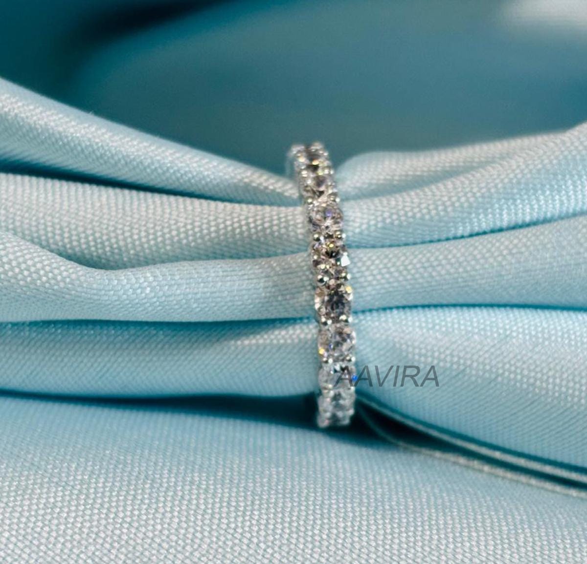 Full Eternity Rings For Women, Moissanite Diamond Ring, Diamond Wedding Band, Minimalist Ring, Stackable Band Ring, Anniversary Gift For Her