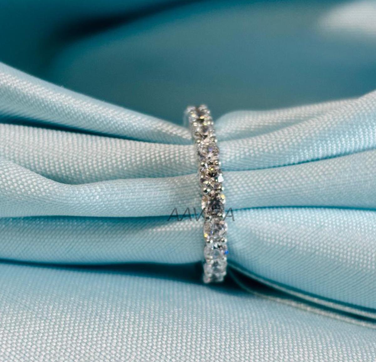 Full Eternity Rings For Women, Moissanite Diamond Ring, Diamond Wedding Band, Minimalist Ring, Stackable Band Ring, Anniversary Gift For Her
