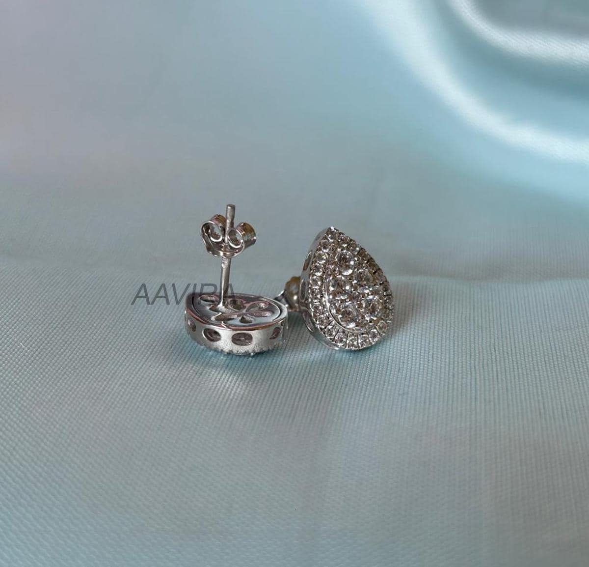 Cluster Diamond Stud Earrings, Halo Stud For Women, 14k White Gold Dainty Studs, Birthday Gift For Her, Cluster Earrings, Party Wear Earring