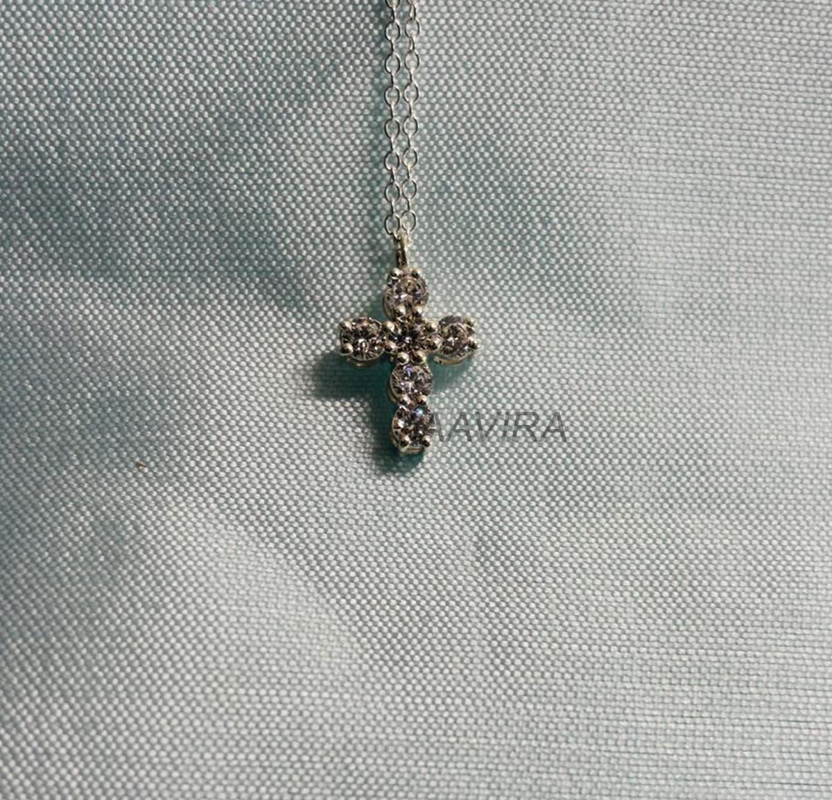 Cross Moissanite Diamond Pendant Necklace, Handmade Pendant, Minimalist Cross Pendant, Religious Pendant Cross, Dainty Cross Chain Pendant