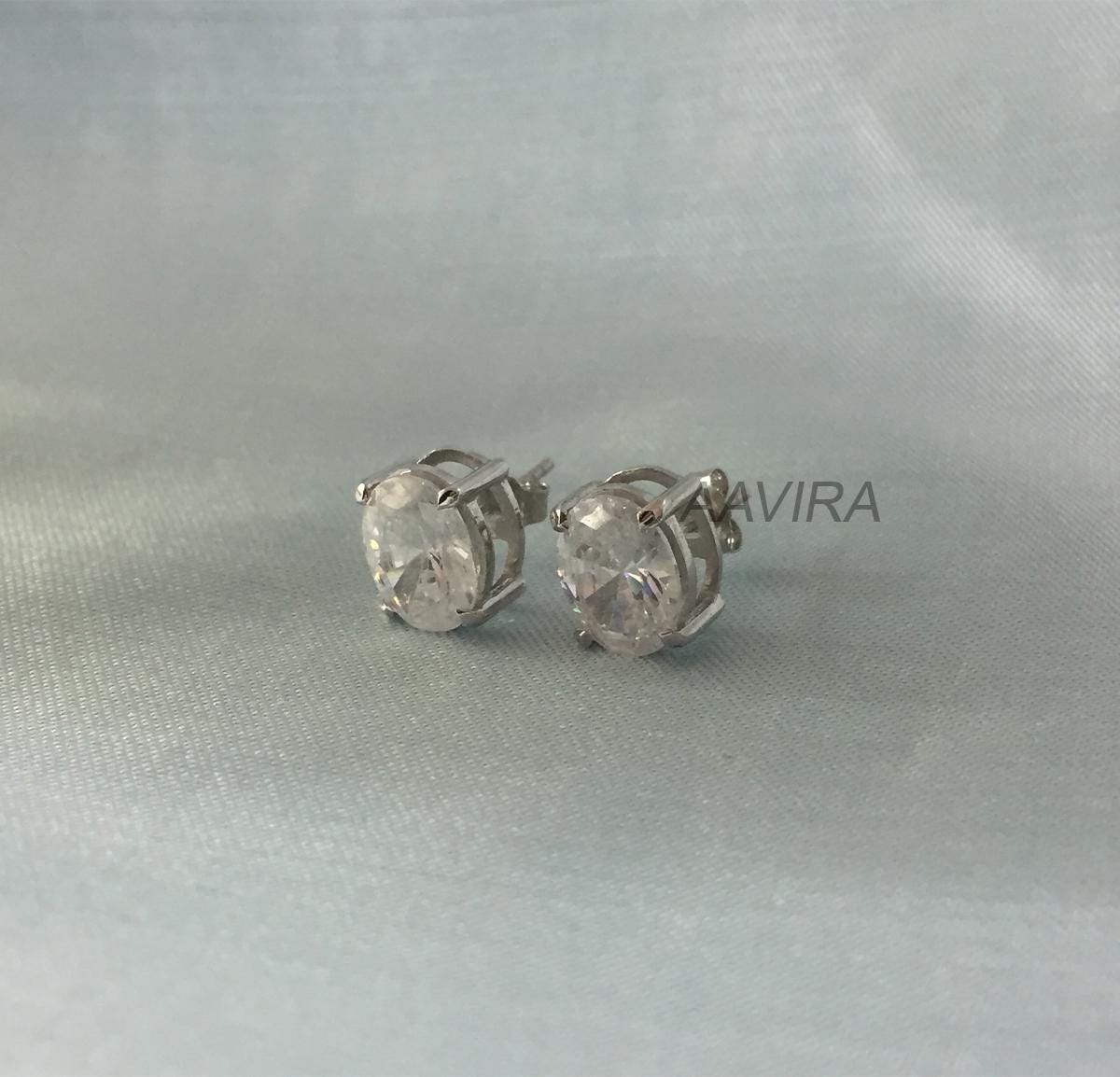 Dainty Oval Cut Diamond Stud Earrings, Solitaire Stud Earrings, Minimalist Earrings, 925 Sterling Silver, Gifts For Girlfriend, Gift For Her